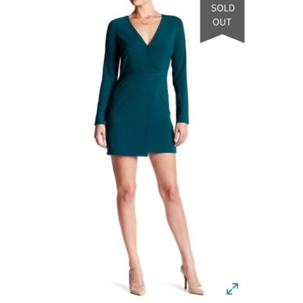 Halston Heritage Green Faux Wrap Dress